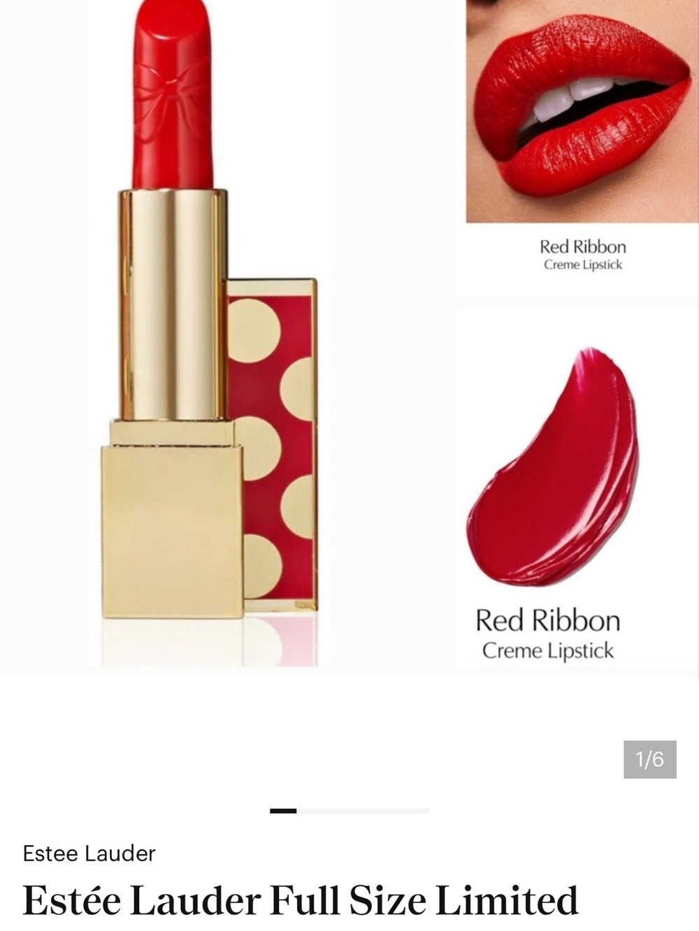 Estee Lauder Red Ribbon Creme Lipstick — Vibrant Red Shade